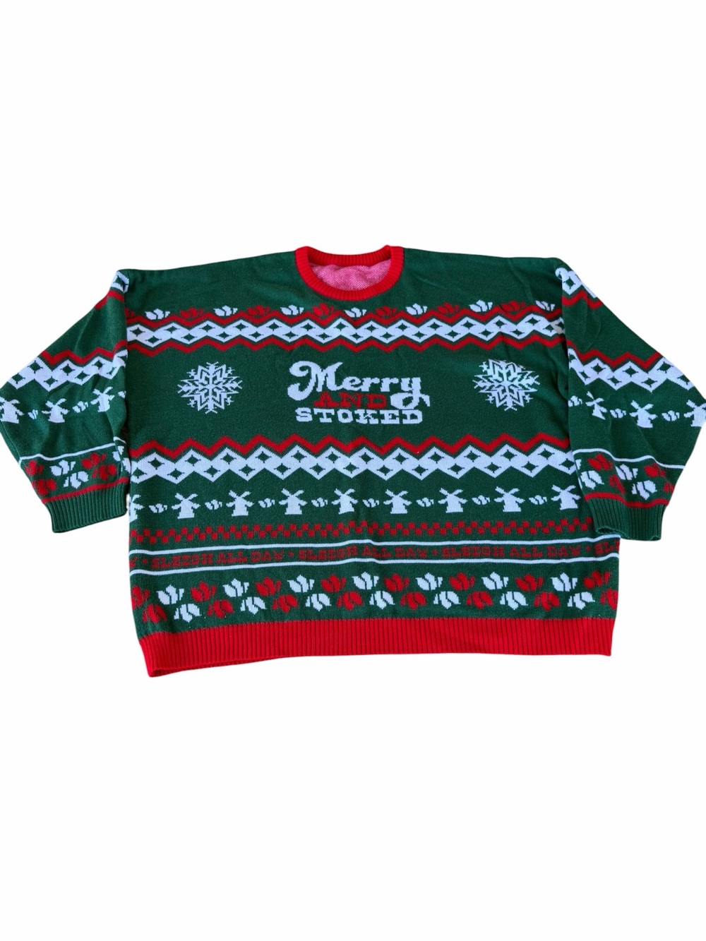Dutch Bros Merry and Stoked Knit Fair Isle Employee Christmas Sweater XXL Read